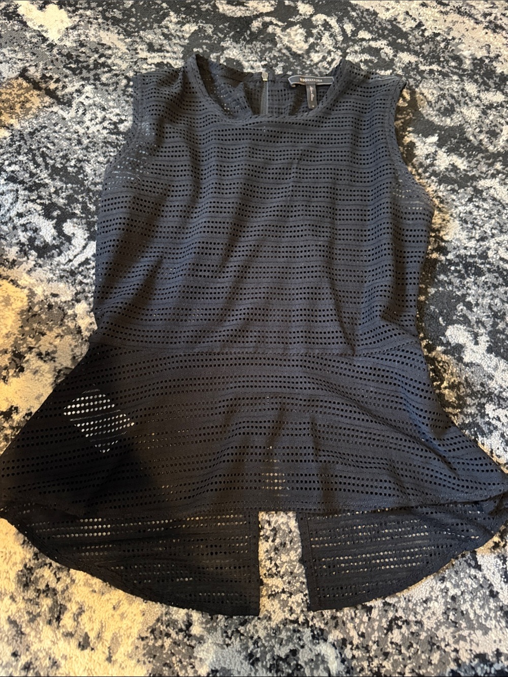 Express Black Sleeveless Eyelet Peplum Tunic